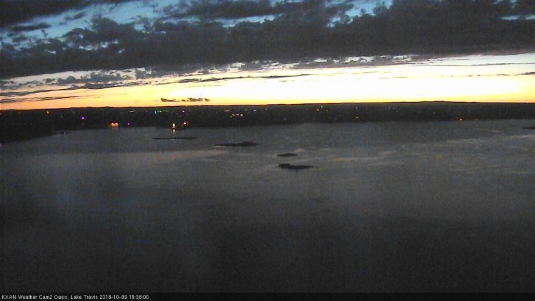 Lake Travis webcam, October 9, 2018 6:40 PM CT