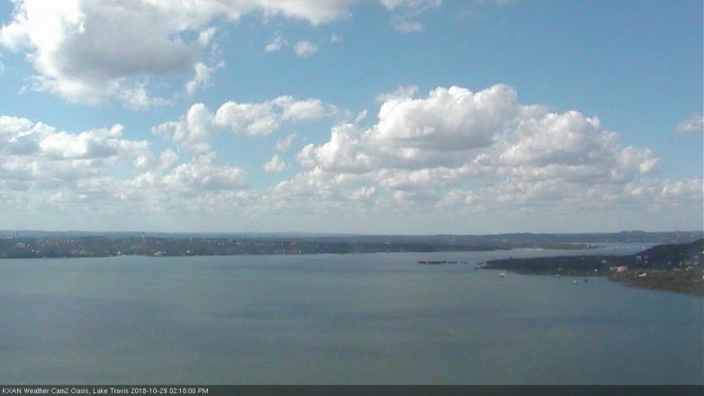 Lake Travis webcam, October 29, 2018 1:20 PM CT