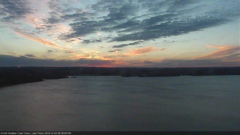 Lake Travis webcam, December 3, 2018 4:40 PM CT