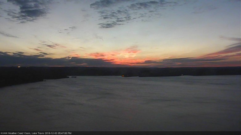 Lake Travis webcam, December 3, 2018 4:50 PM CT