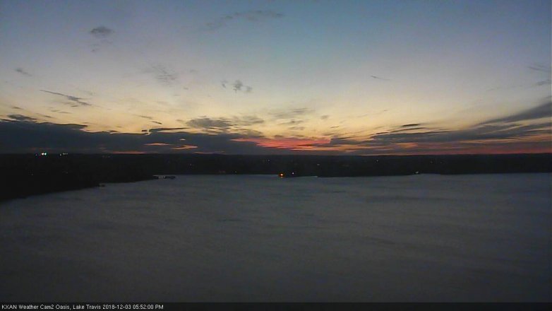 Lake Travis webcam, December 3, 2018 4:55 PM CT