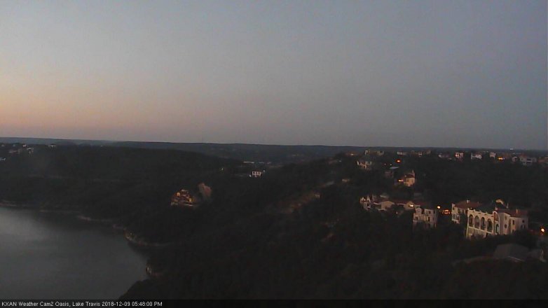 Lake Travis webcam, December 9, 2018 4:50 PM CT