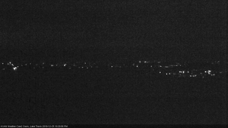 Lake Travis webcam, December 25, 2018 9:30 PM CT
