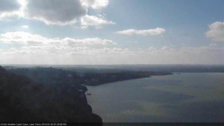 Lake Travis webcam, January 3, 2019 12:30 PM CT