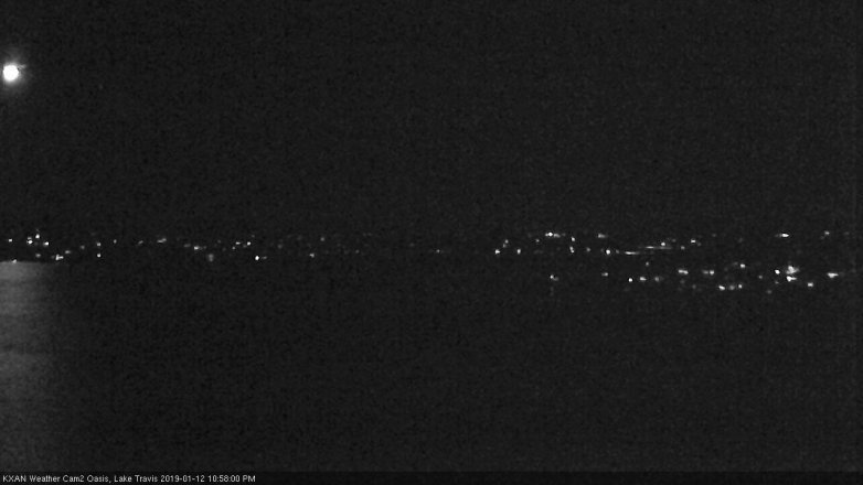 Lake Travis webcam, January 12, 2019 10:00 PM CT