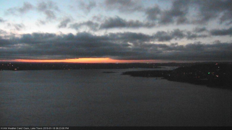 Lake Travis webcam, January 18, 2019 5:25 PM CT