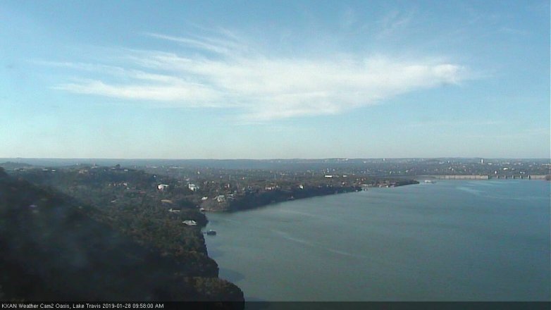 Lake Travis webcam, January 28, 2019 9:00 AM CT