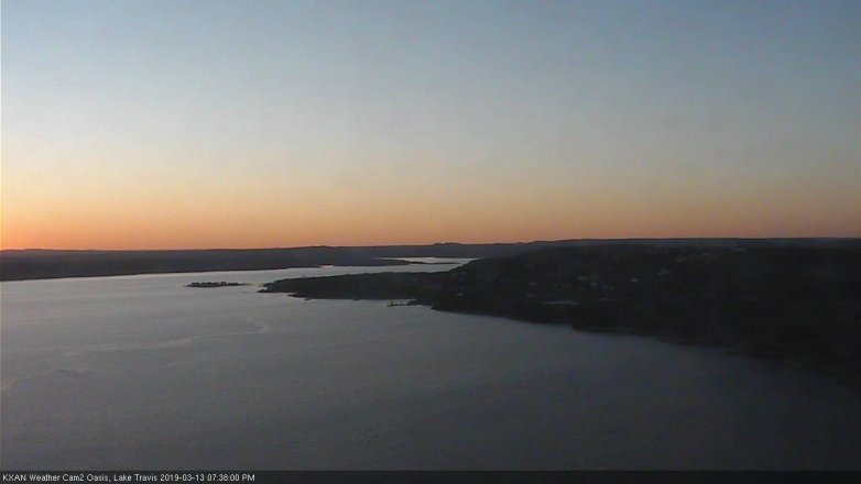 Lake Travis webcam, March 13, 2019 6:40 PM CT