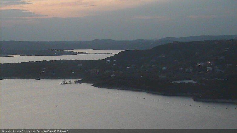 Lake Travis webcam, March 18, 2019 6:55 PM CT