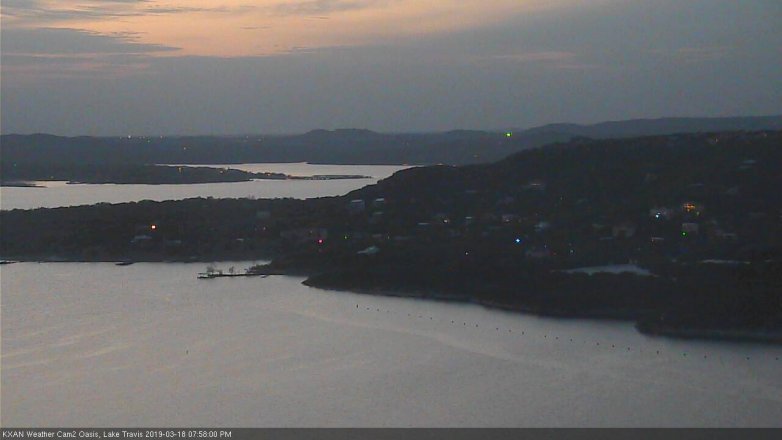 Lake Travis webcam, March 18, 2019 7:00 PM CT