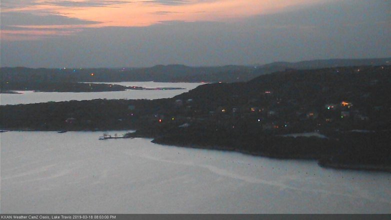 Lake Travis webcam, March 18, 2019 7:05 PM CT