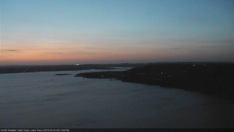 Lake Travis webcam, March 29, 2019 7:15 PM CT