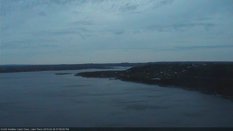 Lake Travis webcam, March 30, 2019 7:00 PM CT