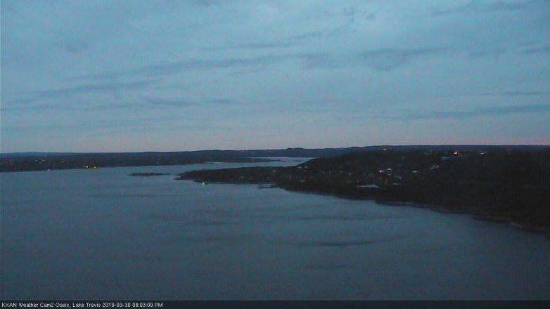 Lake Travis webcam, March 30, 2019 7:05 PM CT