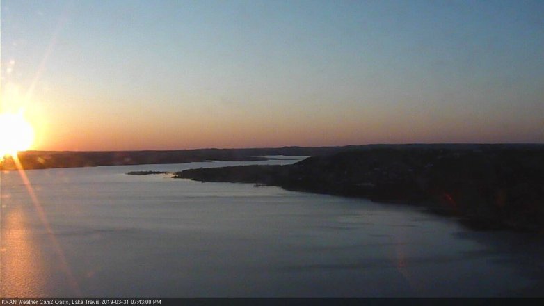 Lake Travis webcam, March 31, 2019 6:45 PM CT
