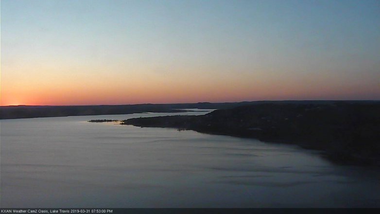 Lake Travis webcam, March 31, 2019 6:55 PM CT