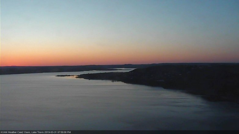 Lake Travis webcam, March 31, 2019 7:00 PM CT