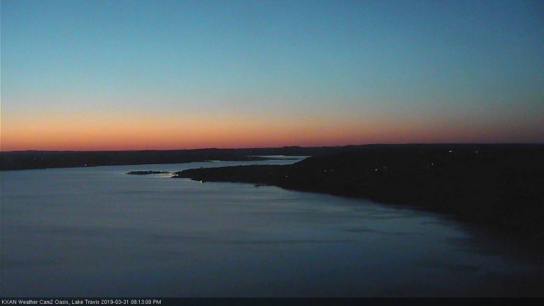 Lake Travis webcam, March 31, 2019 7:15 PM CT