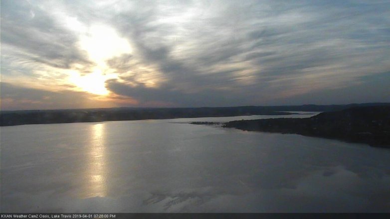 Lake Travis webcam, April 1, 2019 6:30 PM CT