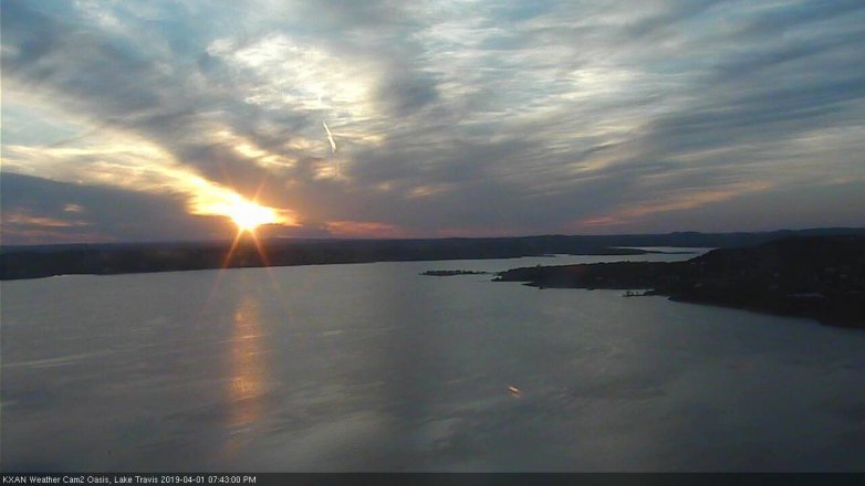 Lake Travis webcam, April 1, 2019 6:45 PM CT