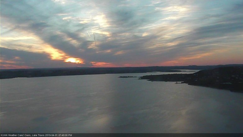 Lake Travis webcam, April 1, 2019 6:50 PM CT