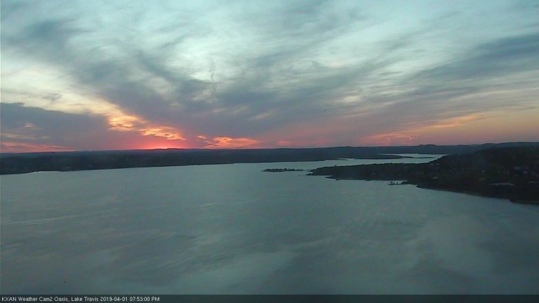 Lake Travis webcam, April 1, 2019 6:55 PM CT