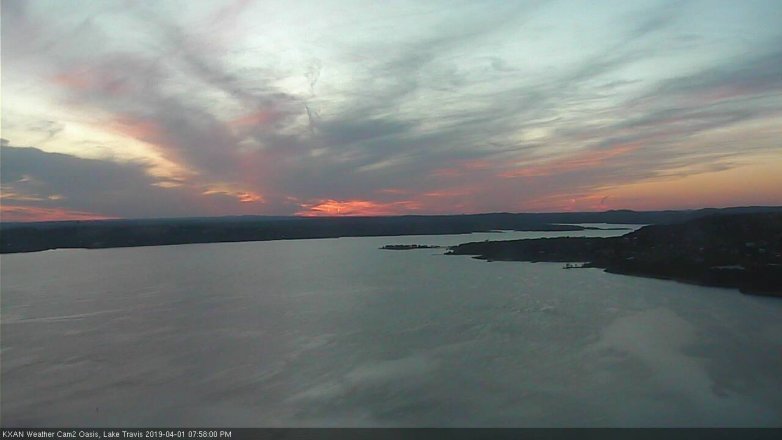 Lake Travis webcam, April 1, 2019 7:00 PM CT