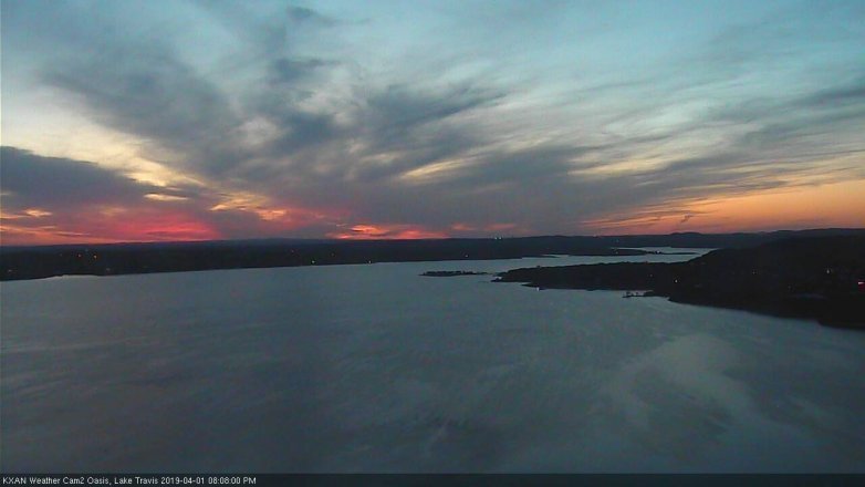 Lake Travis webcam, April 1, 2019 7:10 PM CT