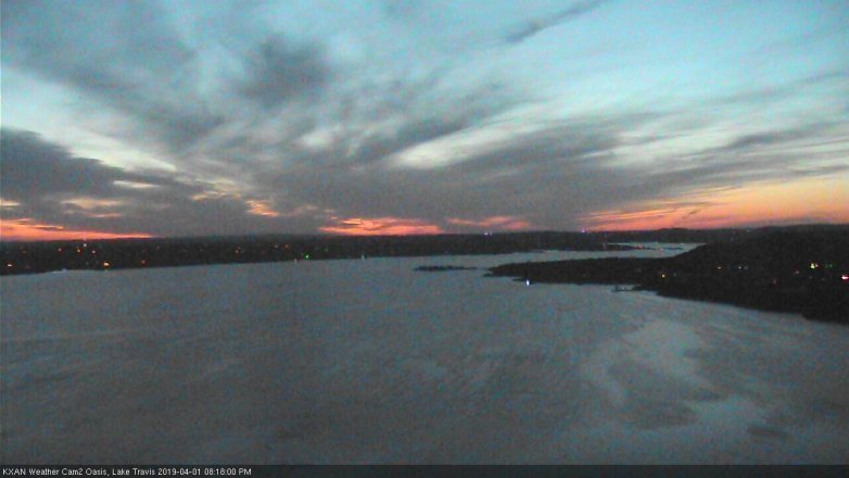 Lake Travis webcam, April 1, 2019 7:20 PM CT
