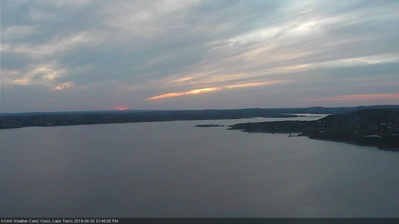 Lake Travis webcam, April 2, 2019 6:50 PM CT