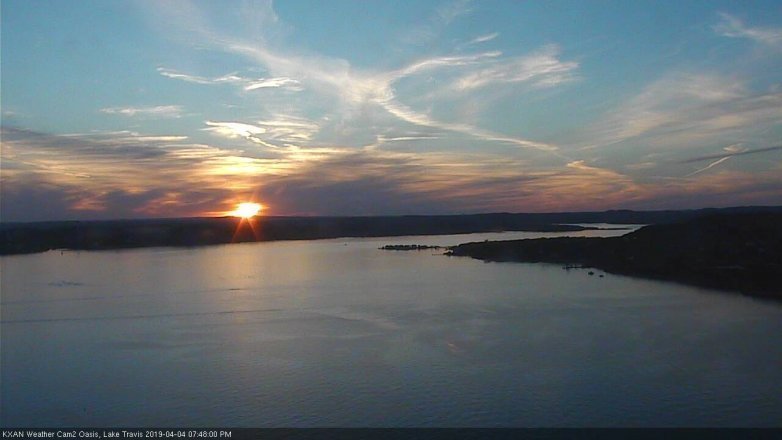 Lake Travis webcam, April 4, 2019 6:50 PM CT