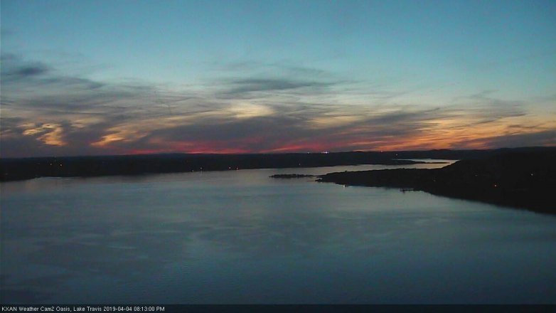 Lake Travis webcam, April 4, 2019 7:15 PM CT