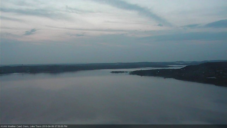 Lake Travis webcam, April 6, 2019 7:00 PM CT