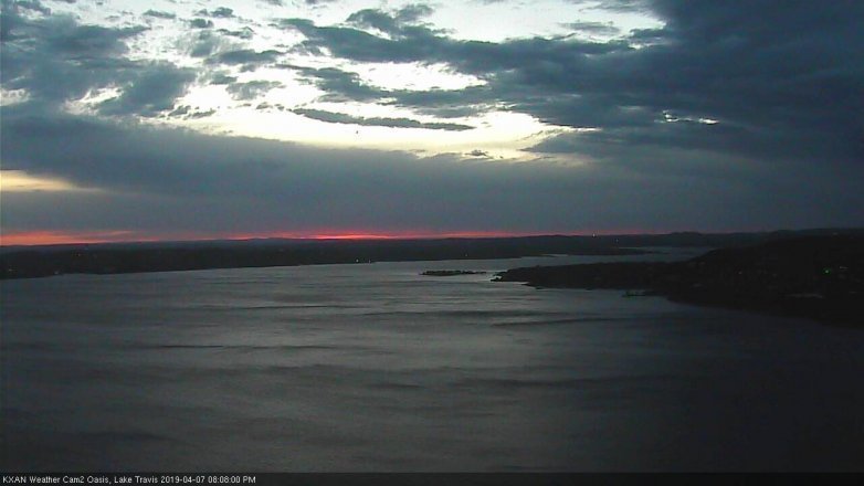 Lake Travis webcam, April 7, 2019 7:10 PM CT