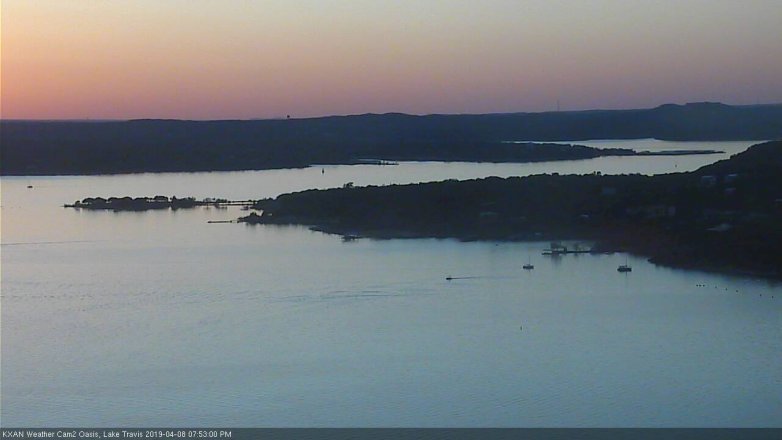 Lake Travis webcam, April 8, 2019 6:55 PM CT