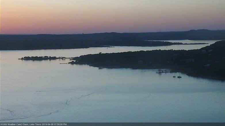 Lake Travis webcam, April 8, 2019 7:00 PM CT