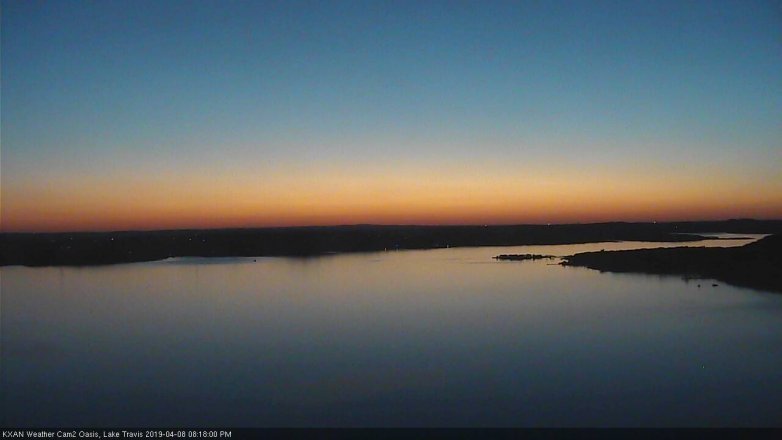 Lake Travis webcam, April 8, 2019 7:20 PM CT