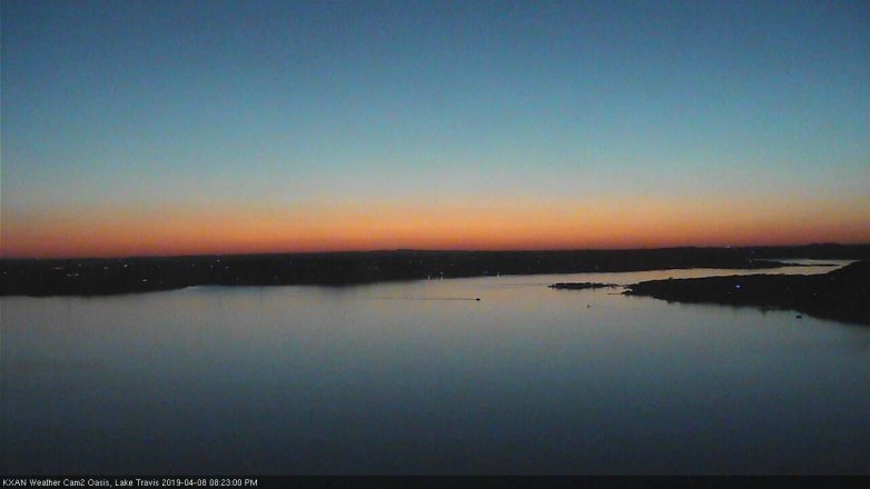 Lake Travis webcam, April 8, 2019 7:25 PM CT