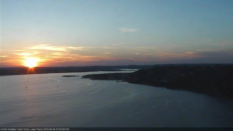 Lake Travis webcam, April 9, 2019 6:55 PM CT