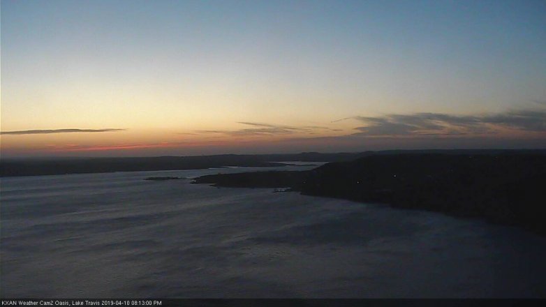 Lake Travis webcam, April 10, 2019 7:15 PM CT