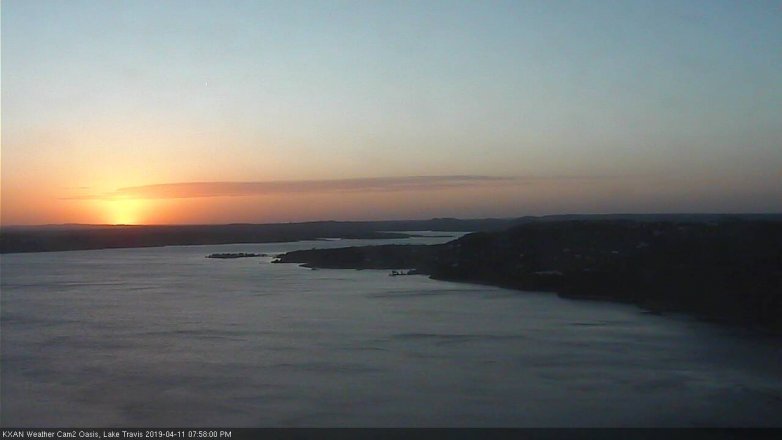 Lake Travis webcam, April 11, 2019 7:00 PM CT