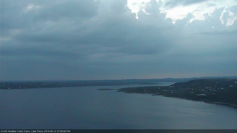 Lake Travis webcam, April 12, 2019 7:00 PM CT