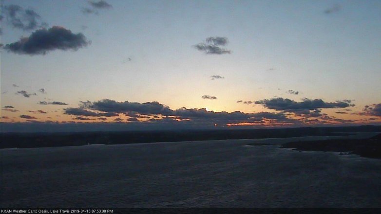 Lake Travis webcam, April 13, 2019 6:55 PM CT