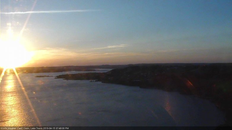 Lake Travis webcam, April 15, 2019 6:50 PM CT