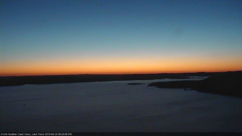 Lake Travis webcam, April 20, 2019 7:30 PM CT