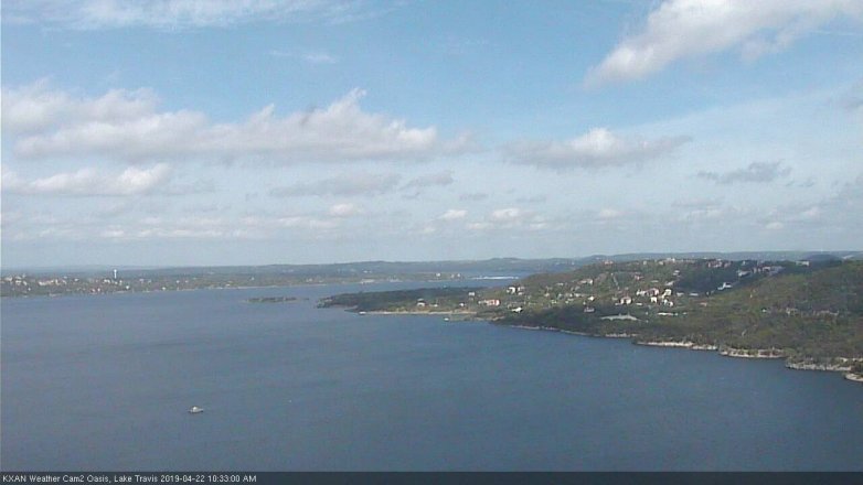 Lake Travis webcam, April 22, 2019 9:35 AM CT