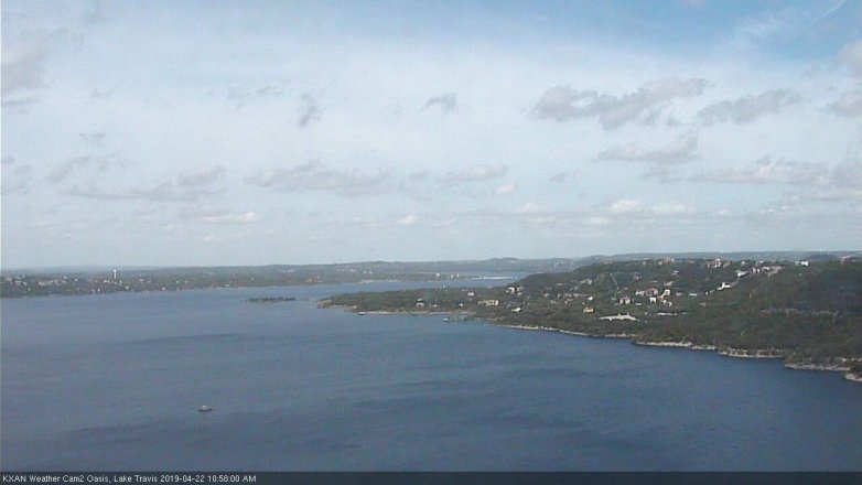 Lake Travis webcam, April 22, 2019 10:00 AM CT