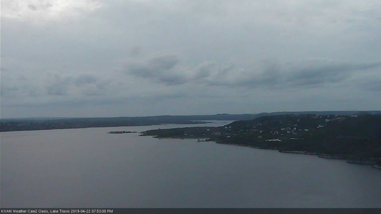 Lake Travis webcam, April 22, 2019 6:55 PM CT