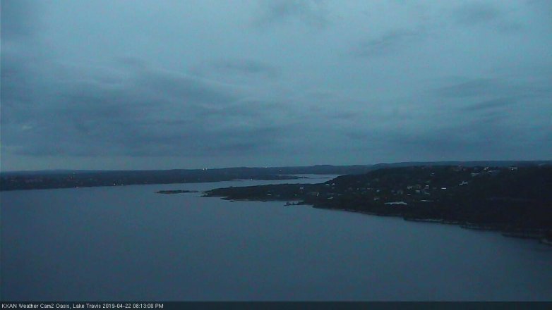 Lake Travis webcam, April 22, 2019 7:15 PM CT
