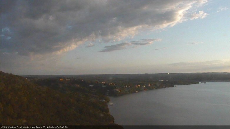 Lake Travis webcam, April 24, 2019 6:45 PM CT